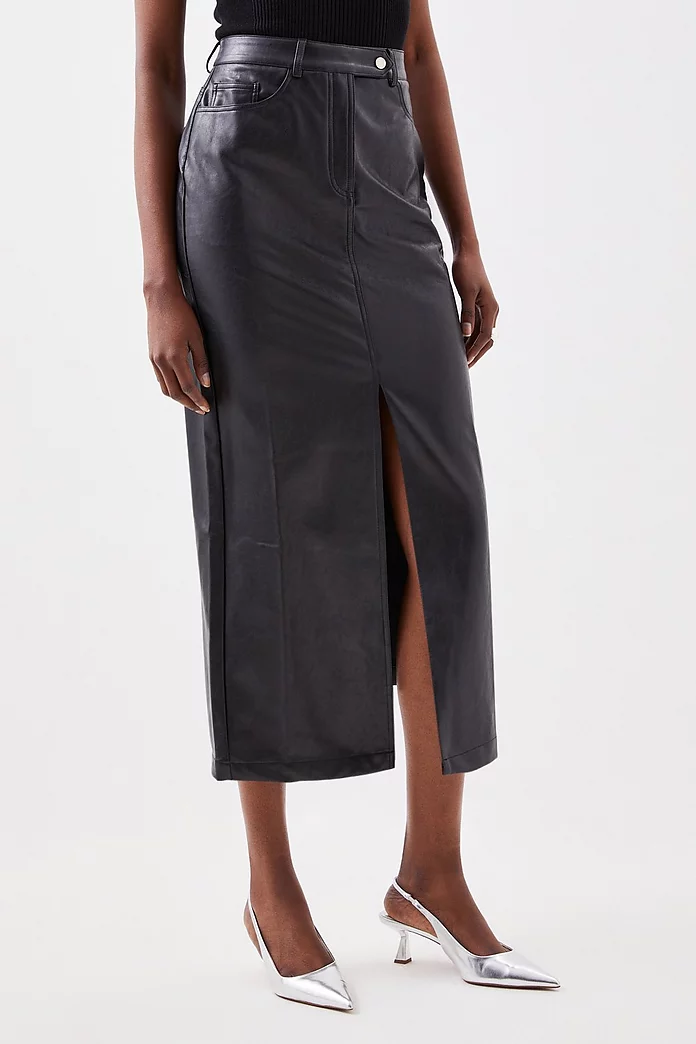 Faux Leather Pencil Maxi Skirt | Karen Millen Faux Leather Pencil Maxi Skirt | Karen Millen