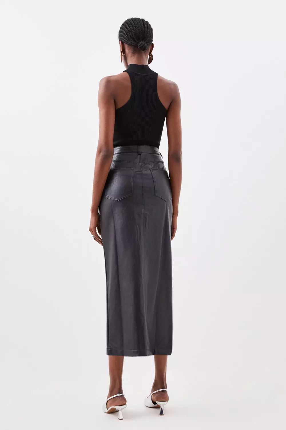 Faux Leather Pencil Midaxi Skirt Karen Millen