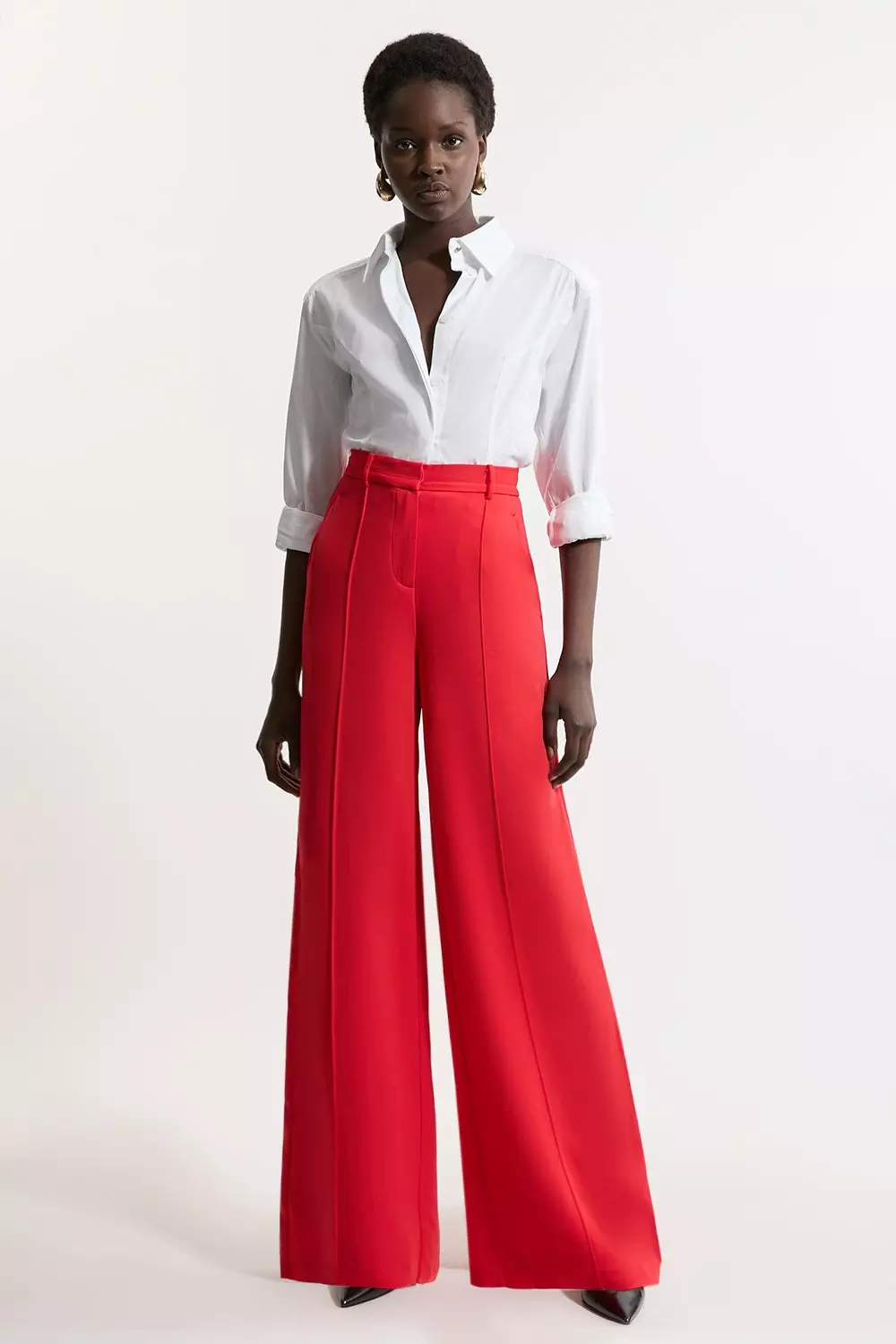 Black Premium Woven Viscose Crepe Wide Leg Trouser alternative image