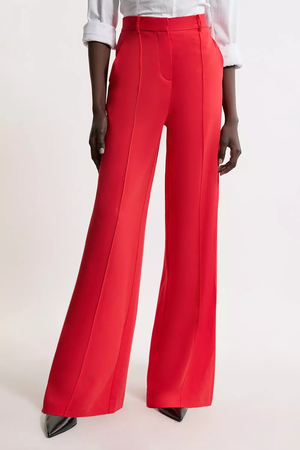 Black Premium Woven Viscose Crepe Wide Leg Trouser alternative image