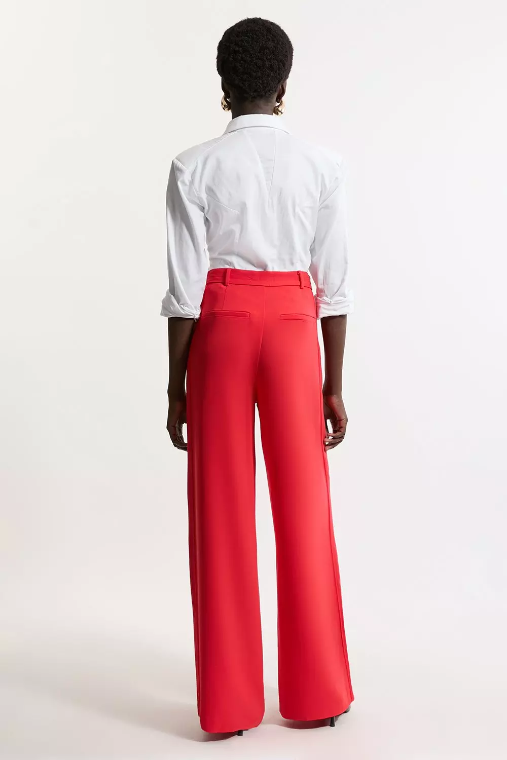 Black Premium Woven Viscose Crepe Wide Leg Trouser alternative image