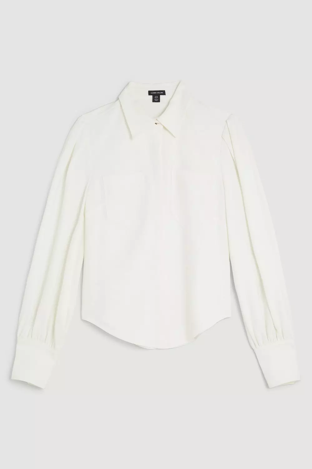 Viscose Crepe Statement Sleeve Collared Blouse | Karen Millen