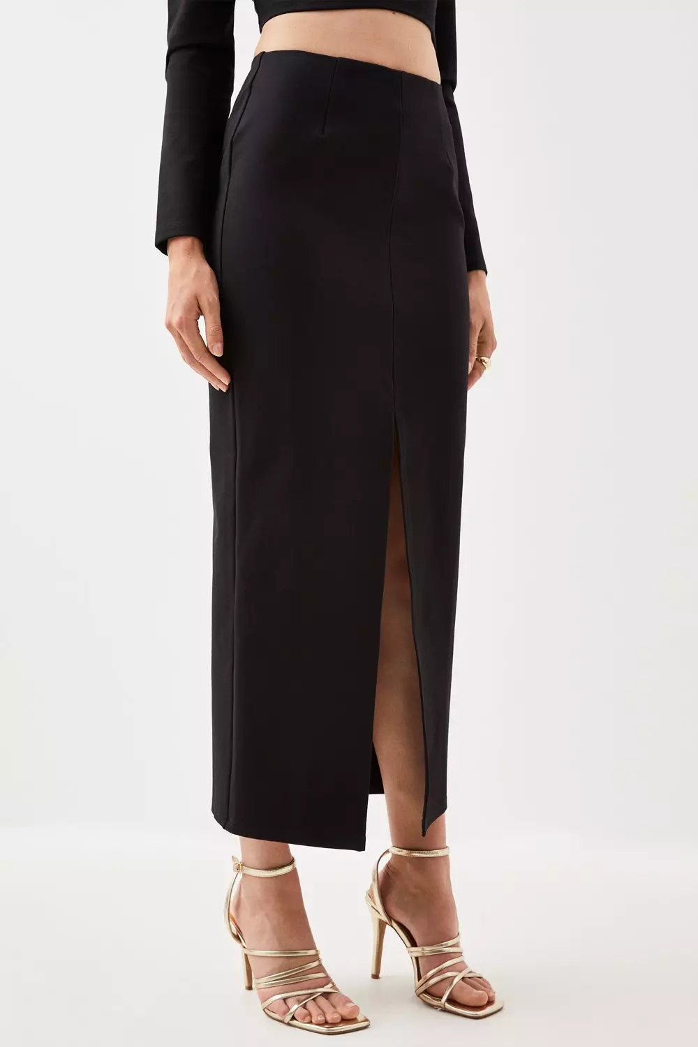 【BOHEMSEO】 BELTED JERSEY SKIRT, BLACK Belted Jersey Skirt: Women's Designer Bottoms | Tory Burch