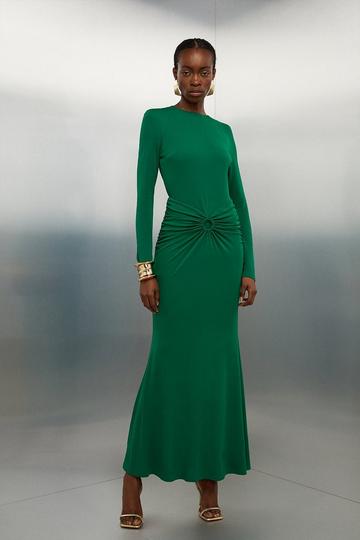 Premium Stretch Crepe Jersey Maxi Dress green
