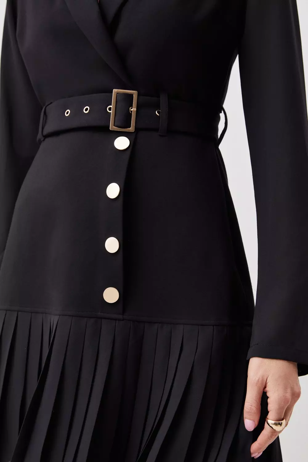 Jersey And Georgette Mix Pleat Mini Dress | Karen Millen