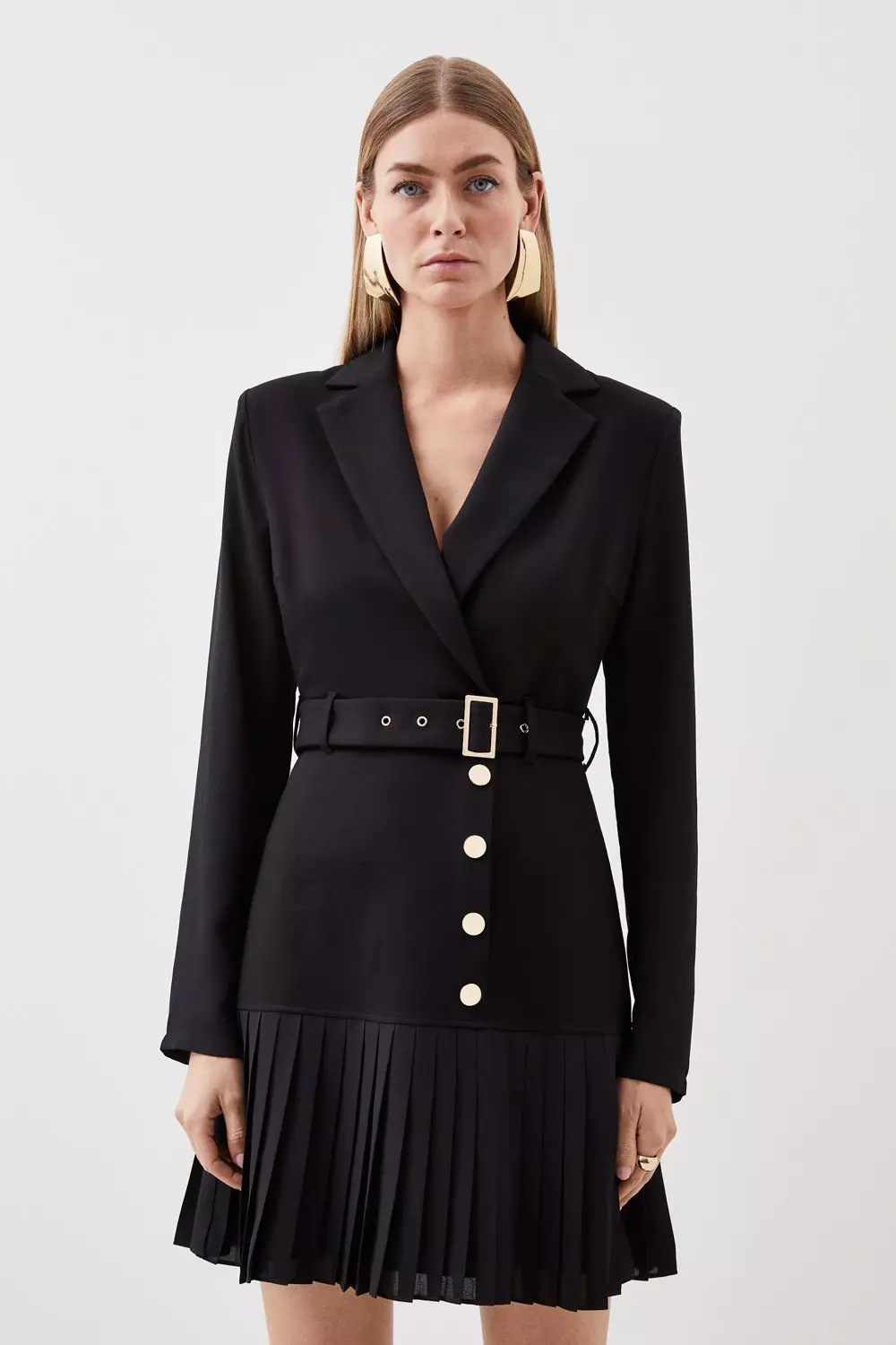 Black Jersey And Georgette Mix Pleat Mini Dress alternative image