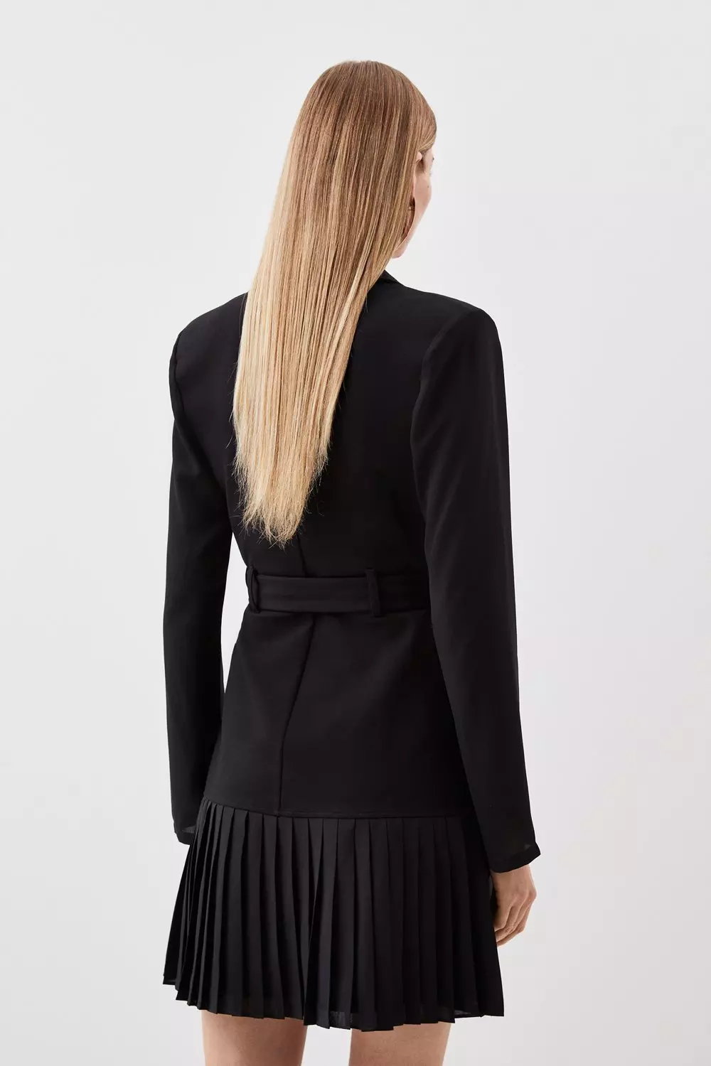 Black Jersey And Georgette Mix Pleat Mini Dress alternative image
