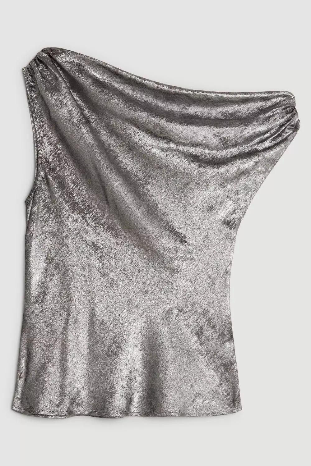One Shoulder Metallic Woven Top | Karen Millen