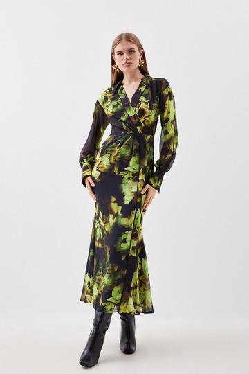 Multi Floral Printed Georgette Woven Maxi Dress