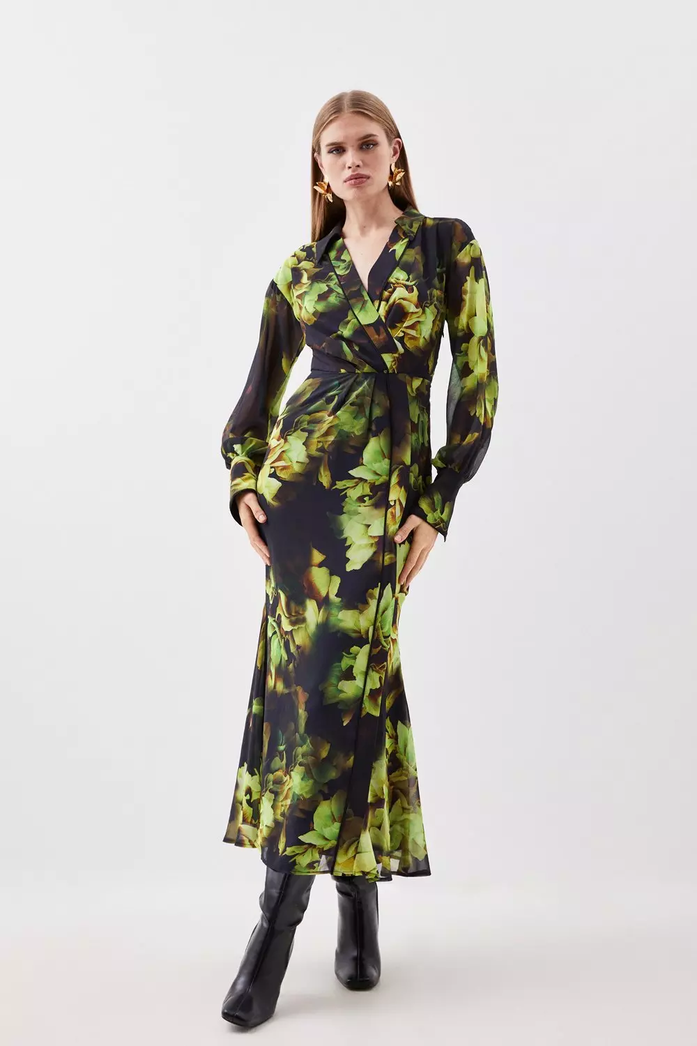 Floral fashion georgette maxi dress