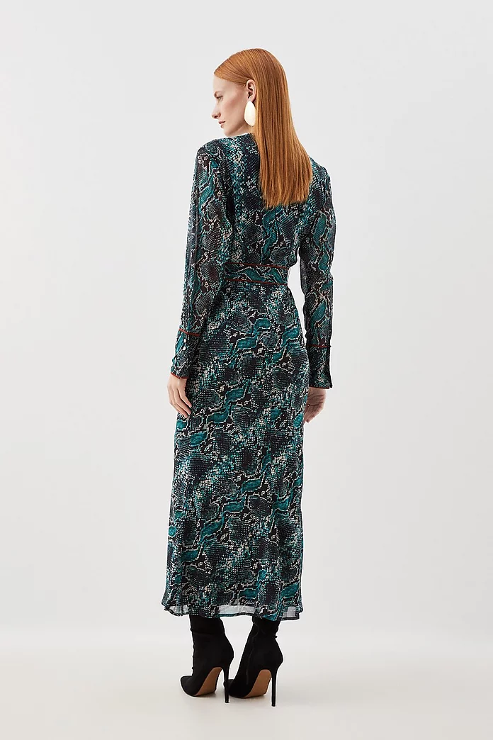 Printed Georgette Woven Maxi Dress With Scarf Detail | Karen Printed Georgette Woven Maxi Dress With Scarf Detail | Karen