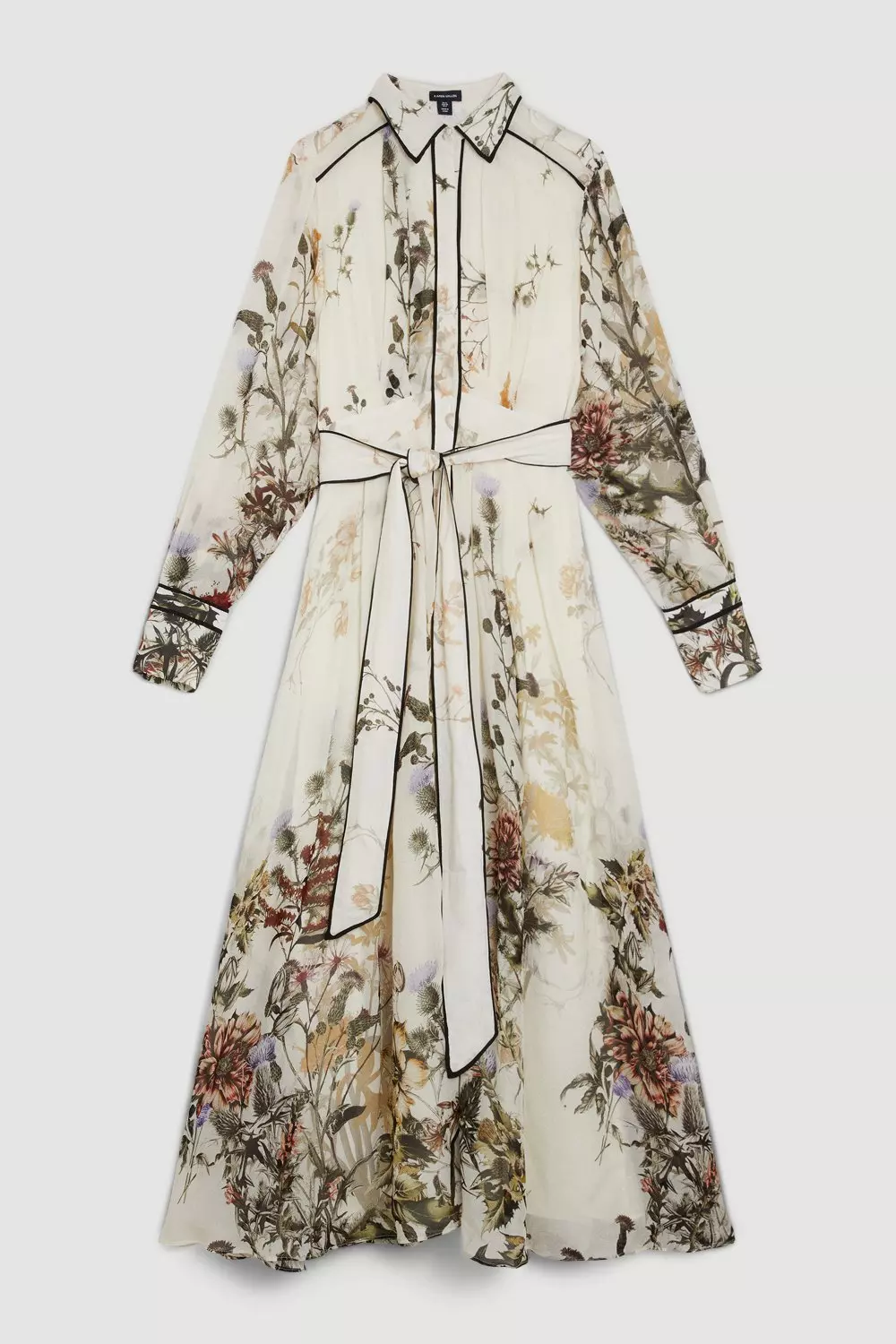 Lydia Millen Viscose Floral Border Woven Shirt Midi Dress