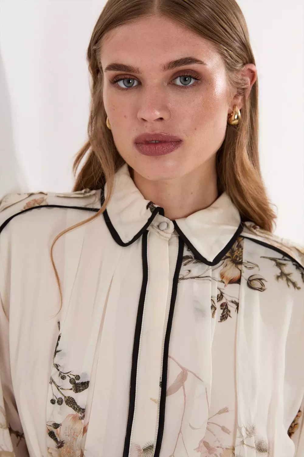 【KAREN MILLEN】Lydia Millen フローラル シャツ ミディドレス Lydia Millen Spring Floral Silk Cotton Woven Shirt Dress
