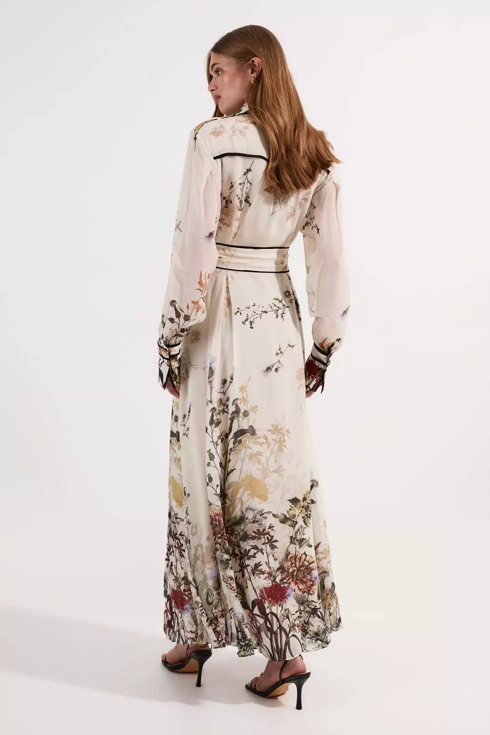 Lydia Millen Viscose Floral Border Woven Shirt Midi Dress