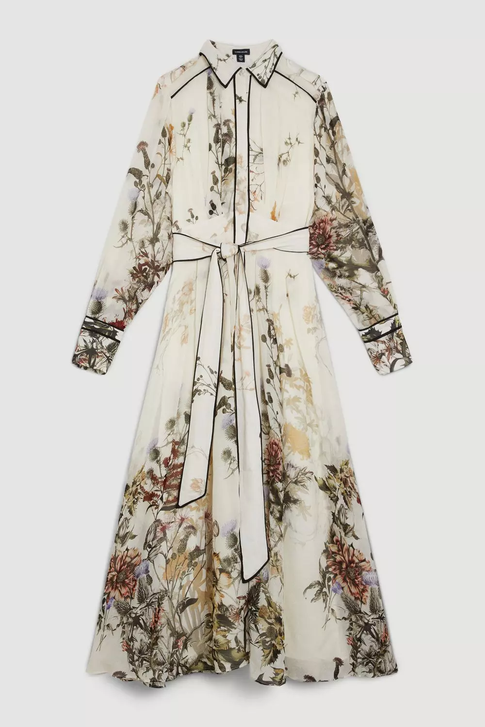 Lydia Millen Tall Viscose Floral Border Shirt Woven Midi Dress | Karen  Millen