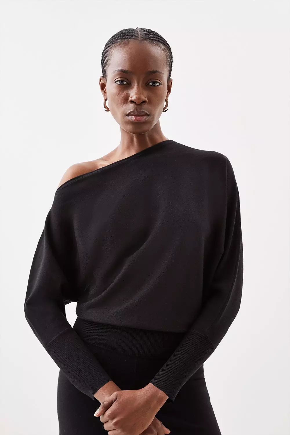 Black off the shoulder slouchy top online