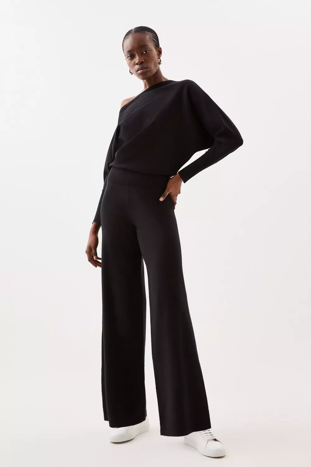 Viscose Blend Knitted Lounge Drop Shoulder Slouchy Top