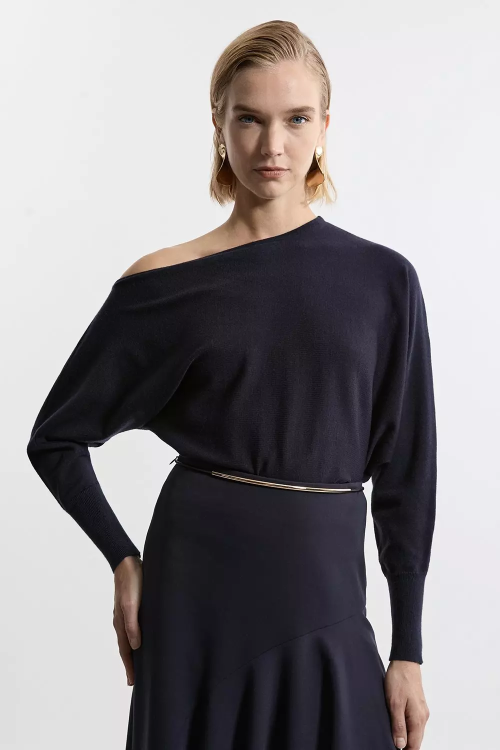 Curveneck Velvet Ribbonトップス bkk14591_navy_xl?$