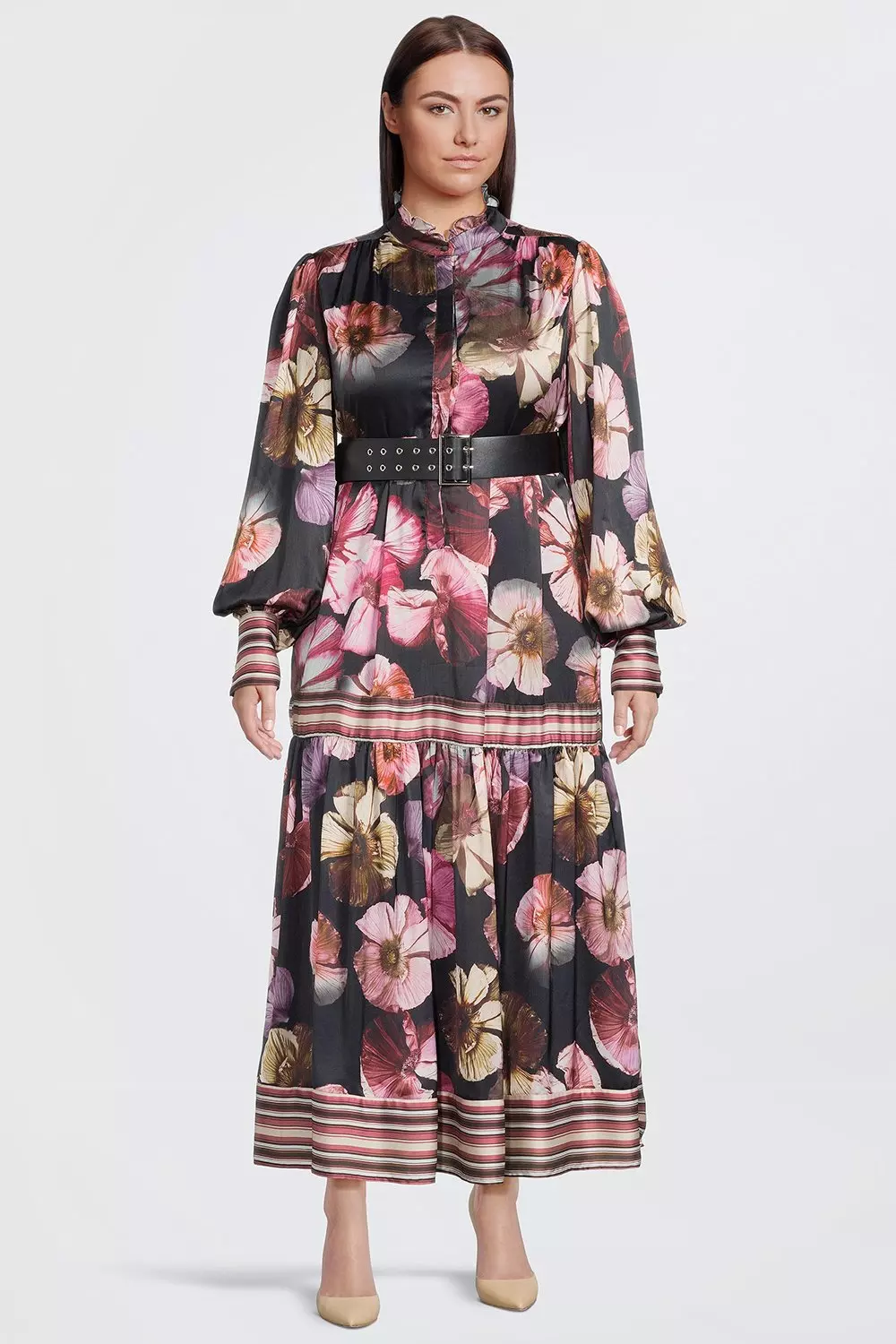 Plus Size Floral Printed Woven Maxi Dress Karen Millen