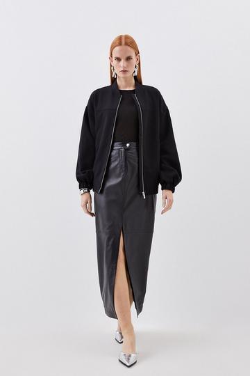 Black Tailored Relaxed Bomber Jacket