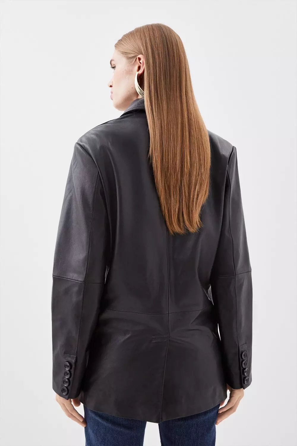 Leather Double Breasted Blazer | Karen Millen