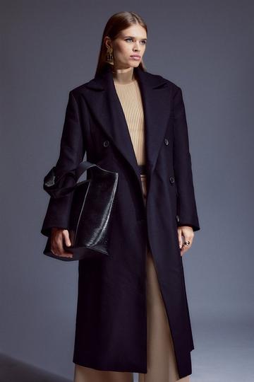 Italian Wool Strong Shoulder Anti Fit Coat black