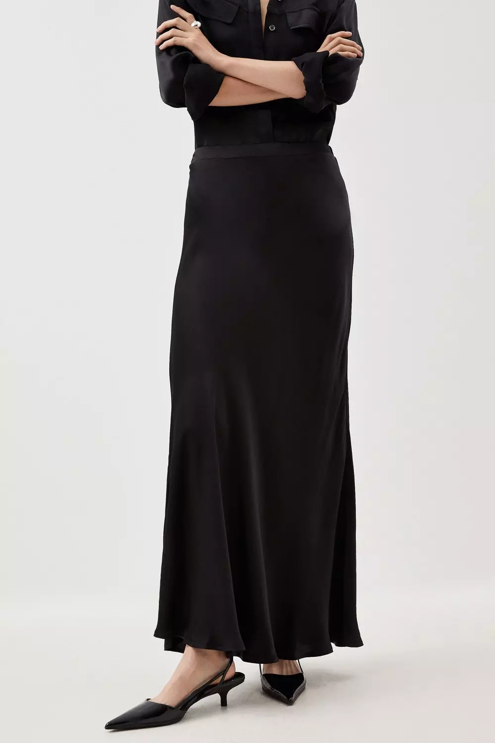 ★SCULPTOR★ Table Cloth Maxi Skirt Glossy Black SC24S424BK Black tulle maxi skirt – FloAtelier Handmade