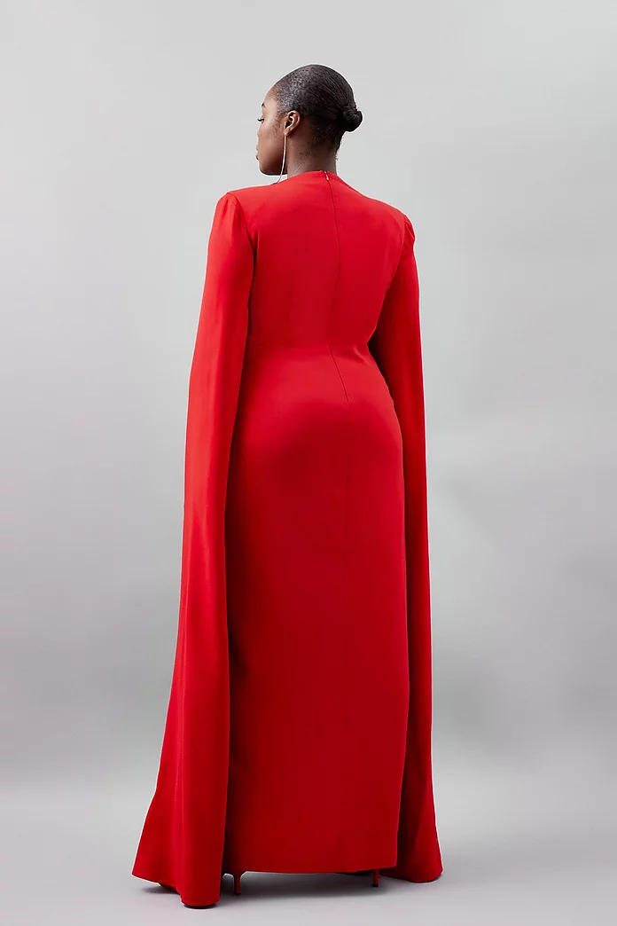 Plus Size Tailored Compact Stretch Viscose Cape Sleeve Midi Plus Size Tailored Compact Stretch Viscose Cape Sleeve Midi