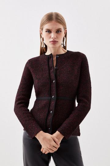 Tweed Knit Jacket burgundy