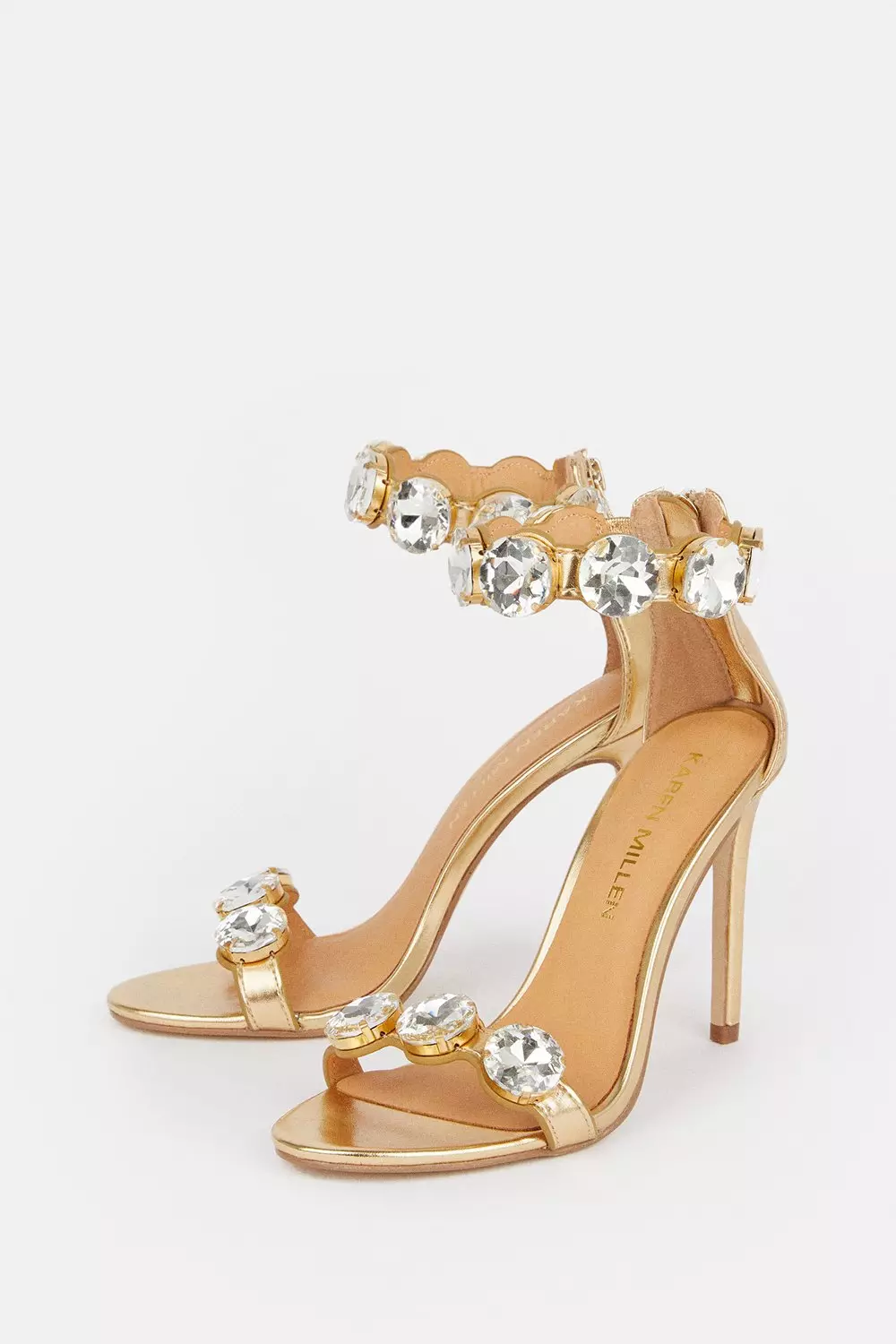 Crystal Stone Double Strap Stiletto Heel | Karen Millen