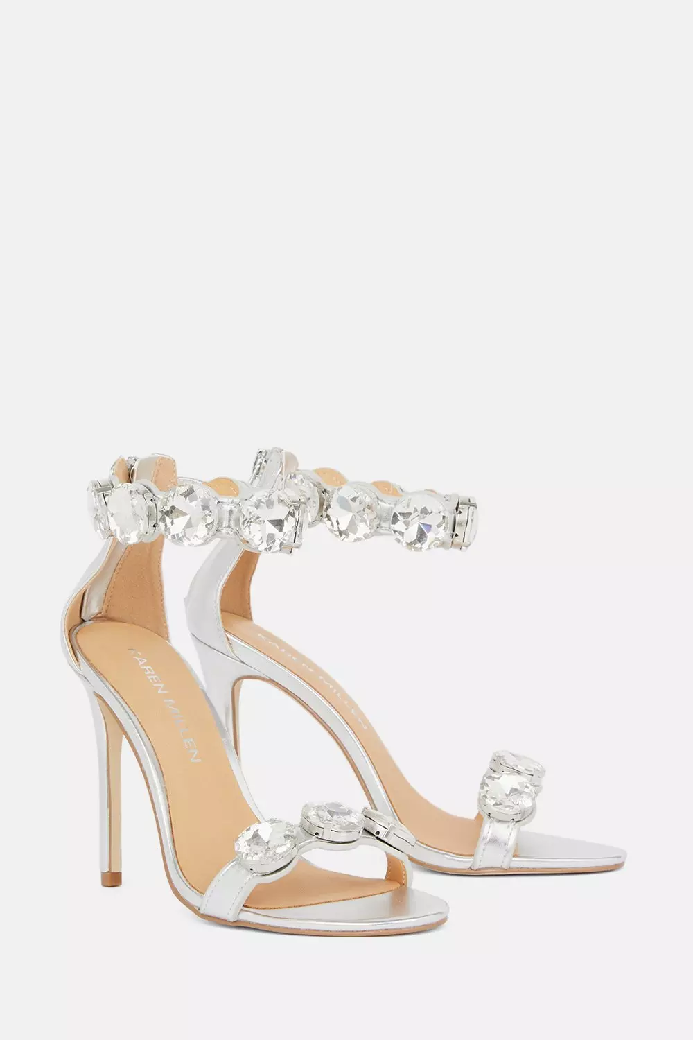 Crystal Stone Double Strap Stiletto Heel Karen Millen
