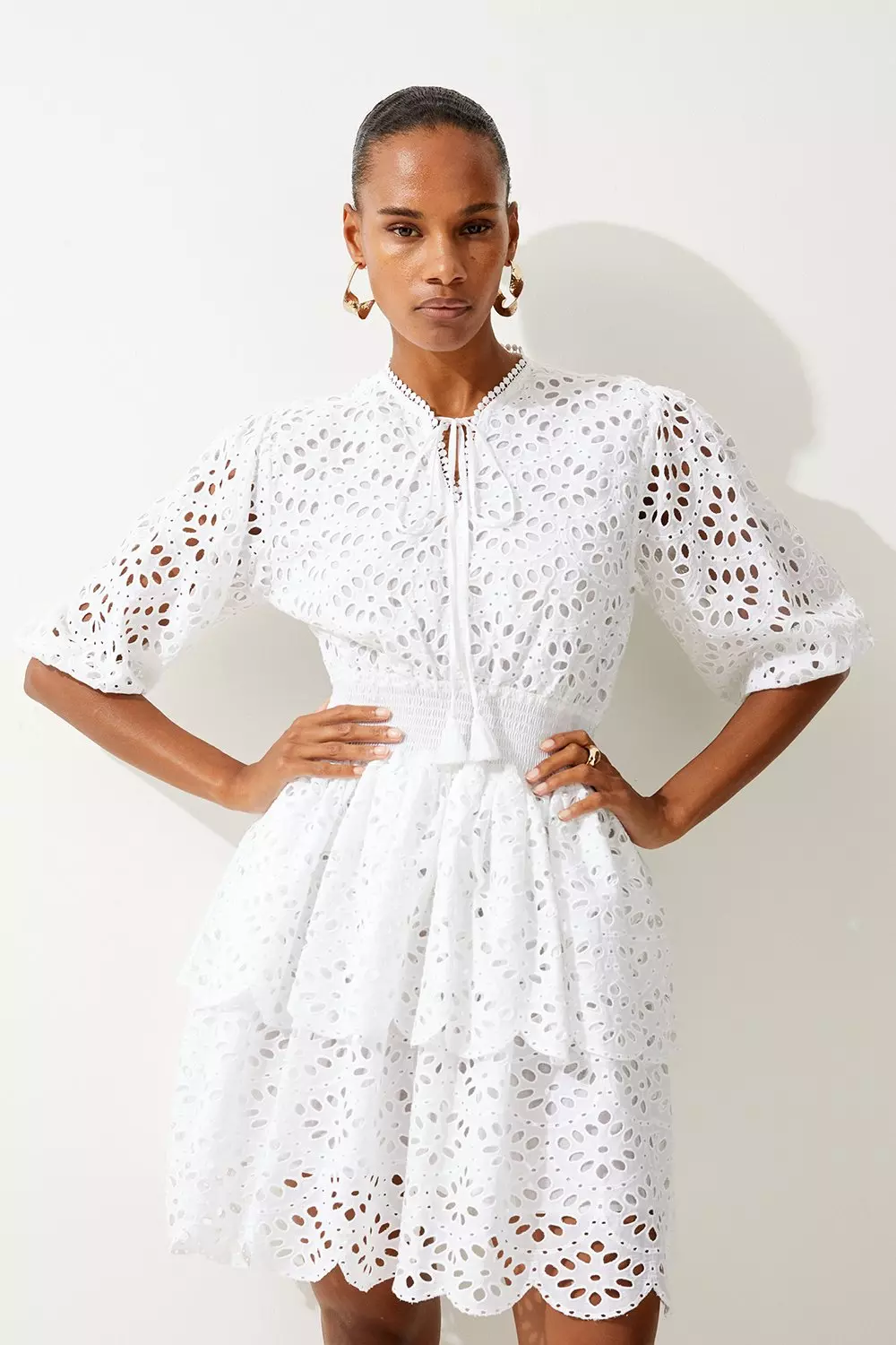 Cotton Eyelet Beach Mini Dress Karen Millen