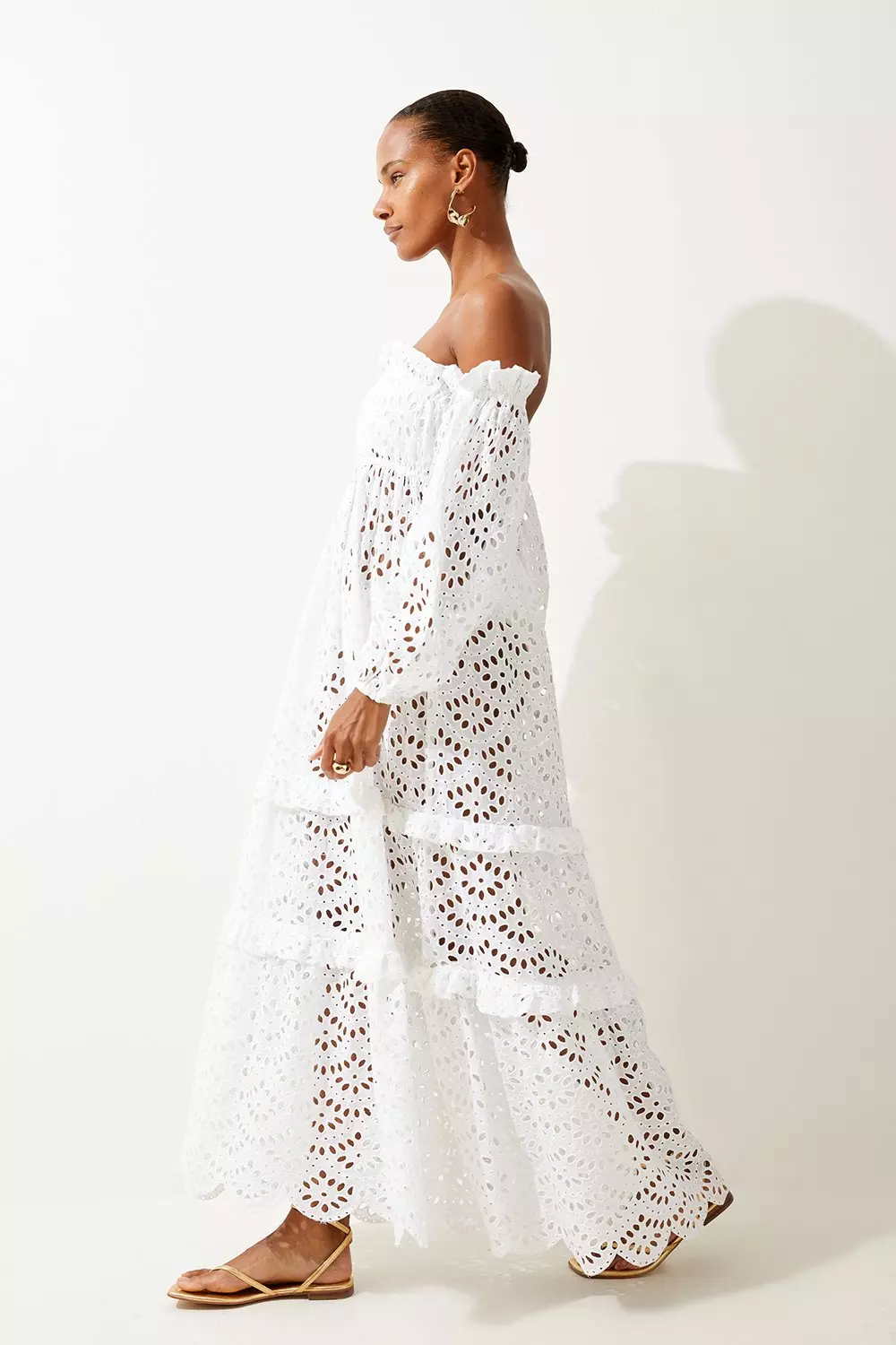 ★Karen Millen★タイルシルクコットンプランジ マキシドレス Tile Silk Cotton Plunge Woven Maxi Dress | Karen Millen
