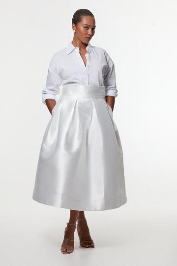 Plus Size Twill Prom Maxi Skirt ivory