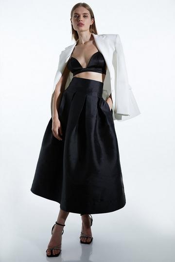Petite Twill Prom Maxi Skirt black