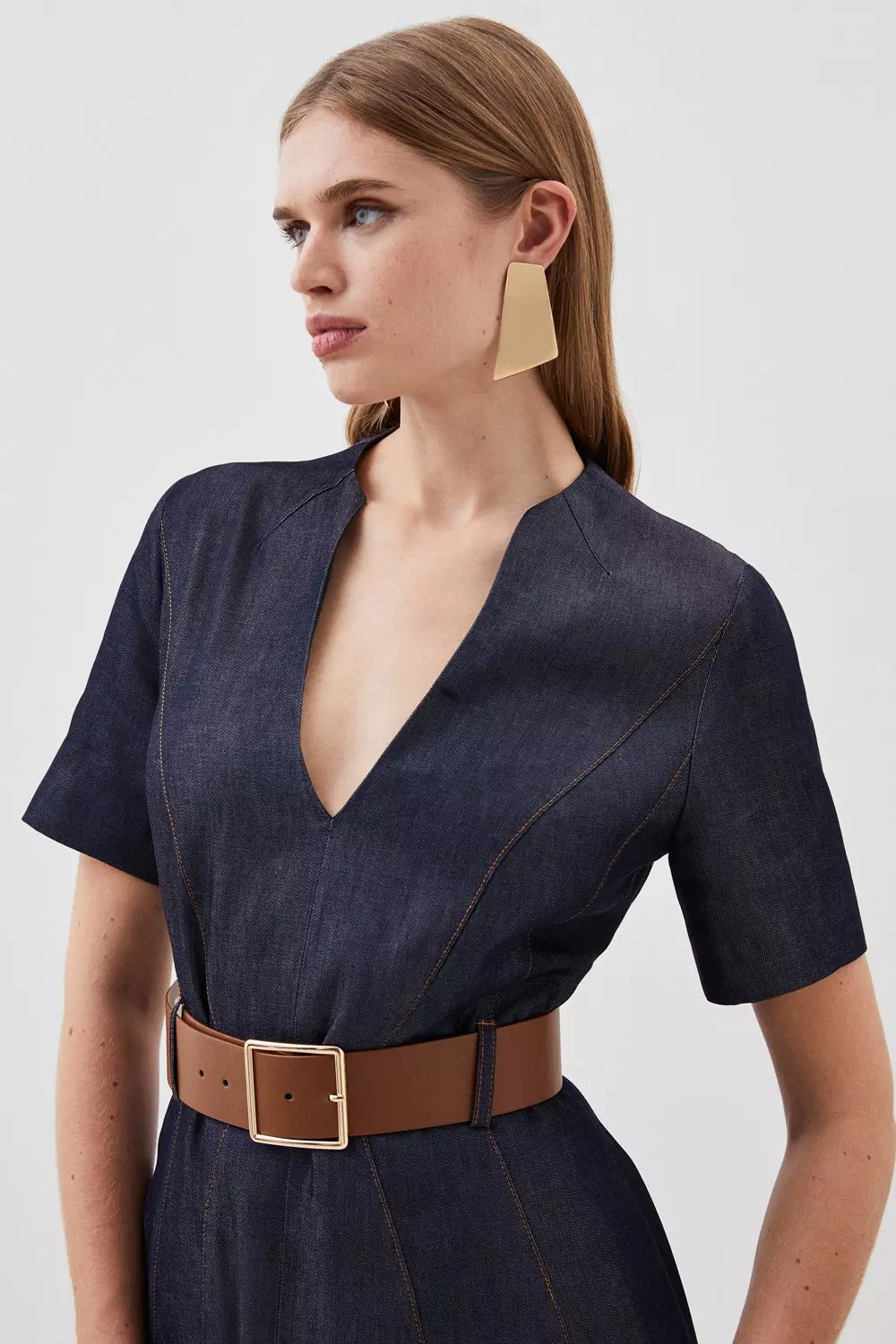 日本未入荷★Karen Millen ボタンダウンセットアップ Poplin Asymmetric Longline Woven Shirt | Karen Millen