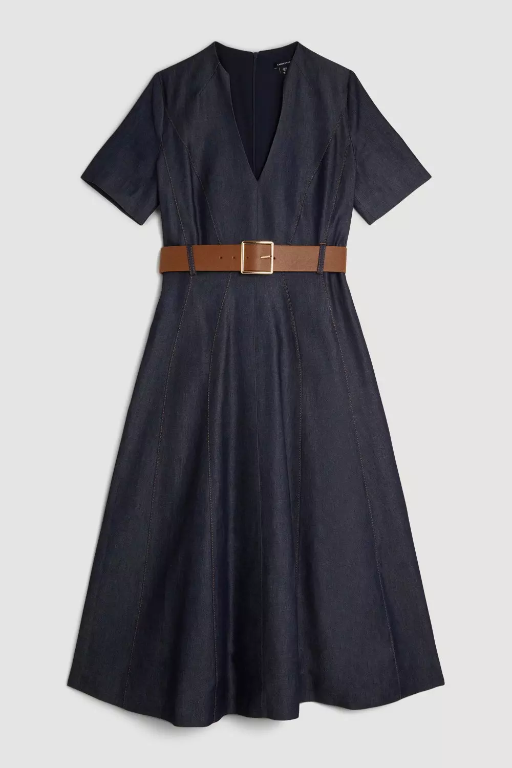 日本未入荷★Karen Millen ボタンダウンセットアップ Tailored Jean Short Sleeve Full Skirt Midi Dress | Karen Millen