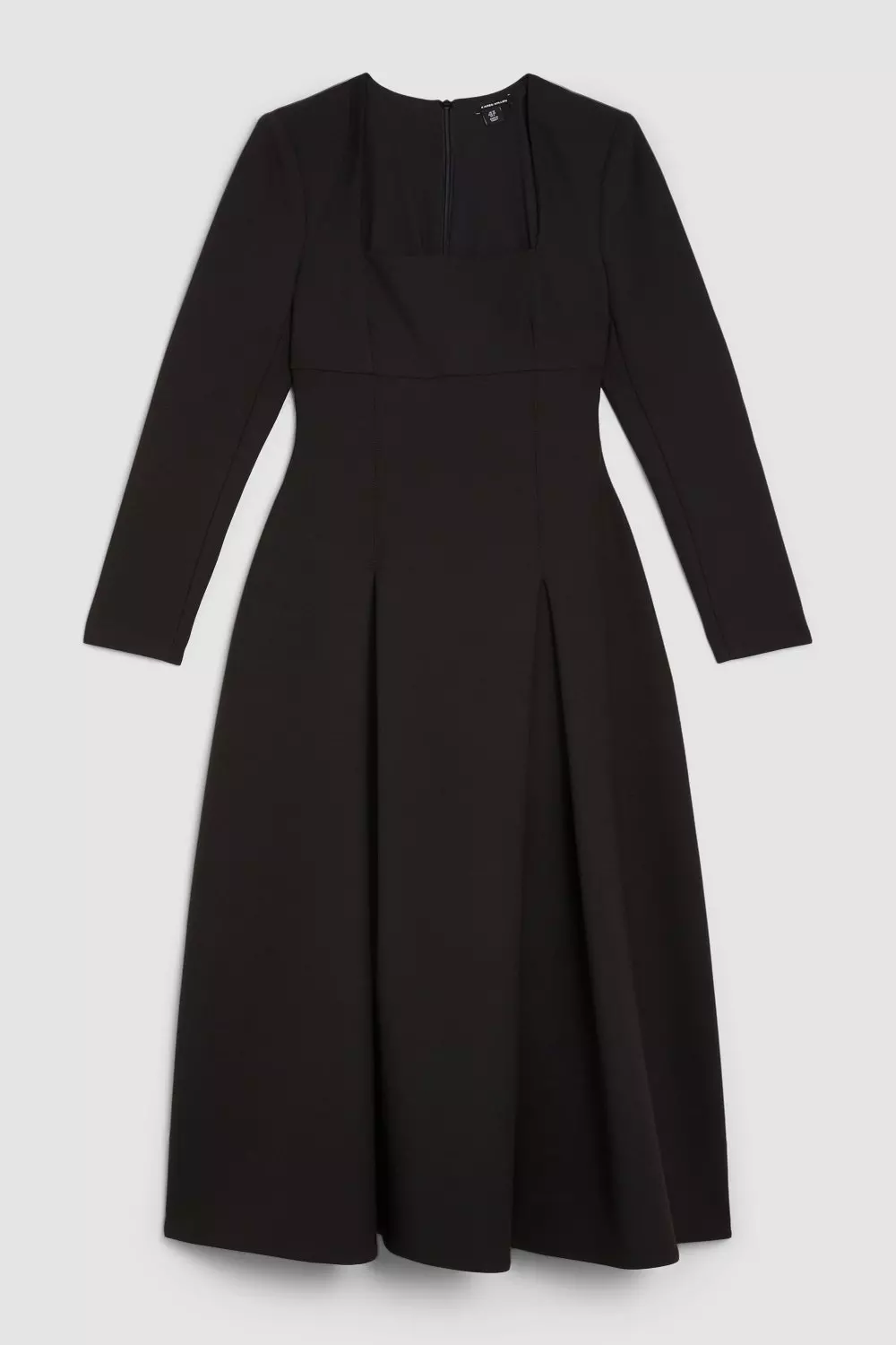 Black Clean Tailored Sweetheart Neckline Midi Dress alternative image