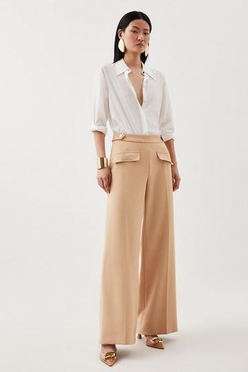 Tailored Compact Stretch Pocket Detailed Trouser camel