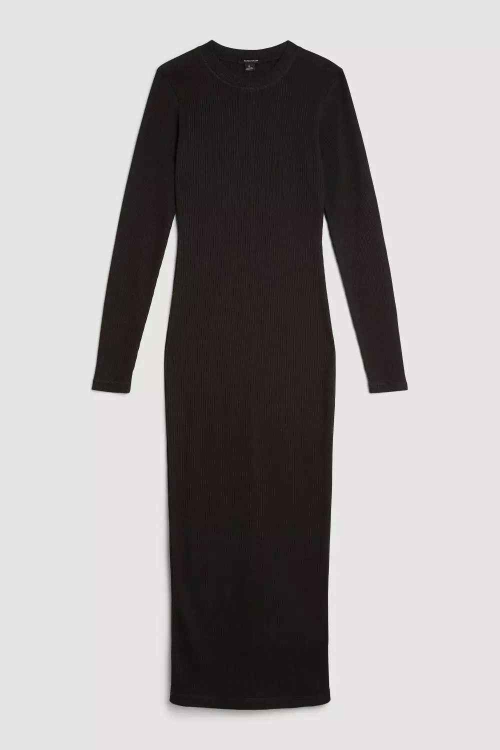 Black Compact Jersey Ribbed Midi Dress alternative image