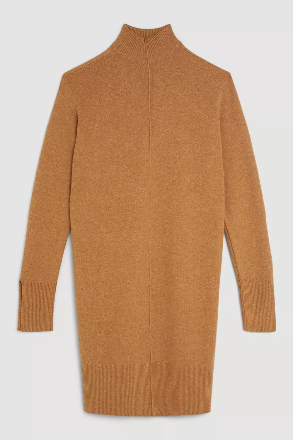 Premium Alpaca Wool Blend Knit Swing Mini Dress With Funnel