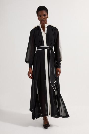 Military Mono Belted Woven Midi Dress mono