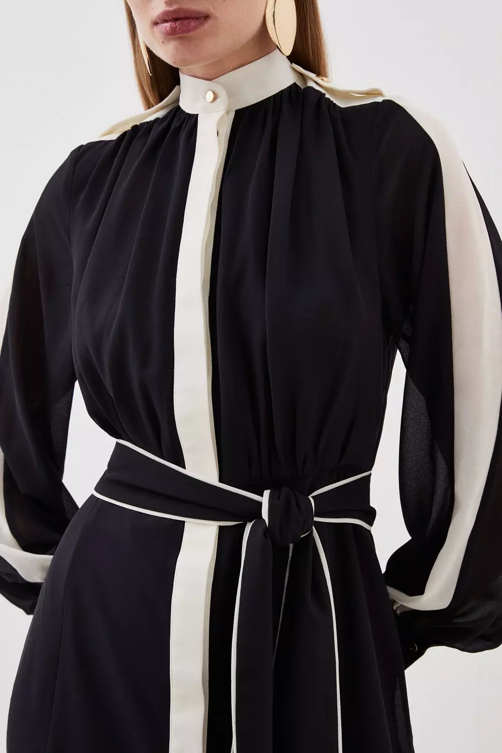 KAREN MILLEN 日本未入荷 フランネル ベルト 七分袖 ミニドレス 日本未入荷☆Karen Millen レーストップマキシドレス