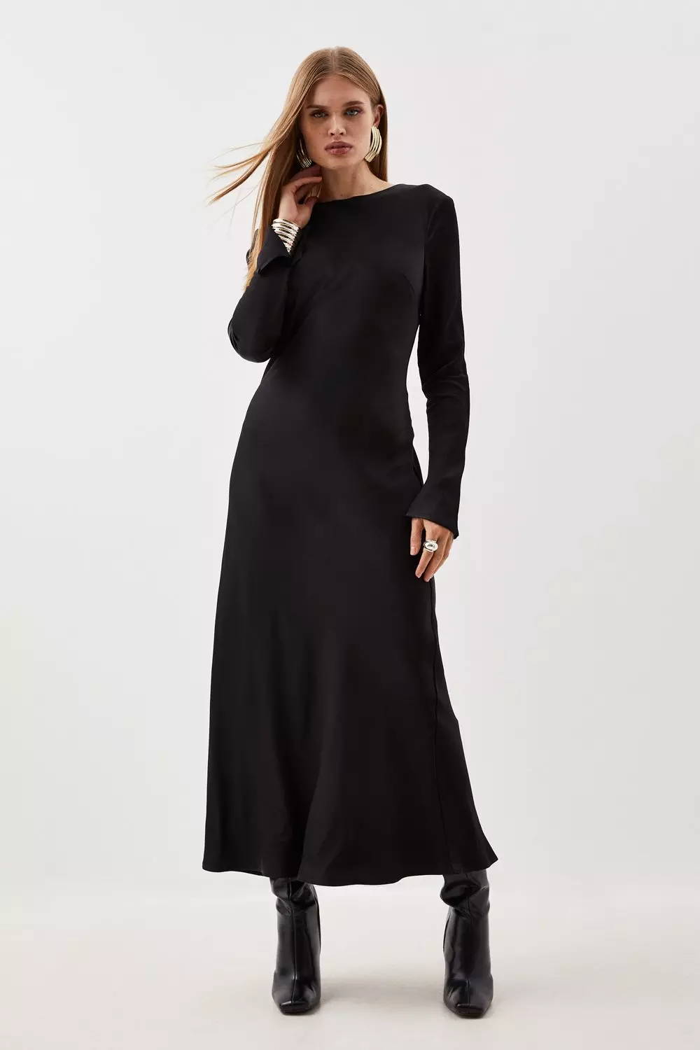 Karen millen black long sleeve dress best sale