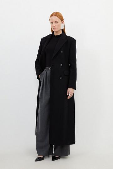 Italian Wool Maxi Double Breasted Tailored Coat black