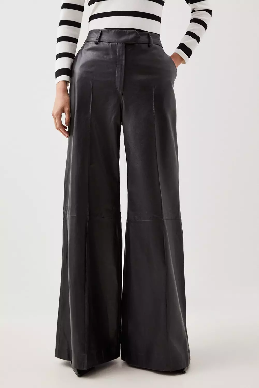 Leather Wide Leg Trousers Karen Millen