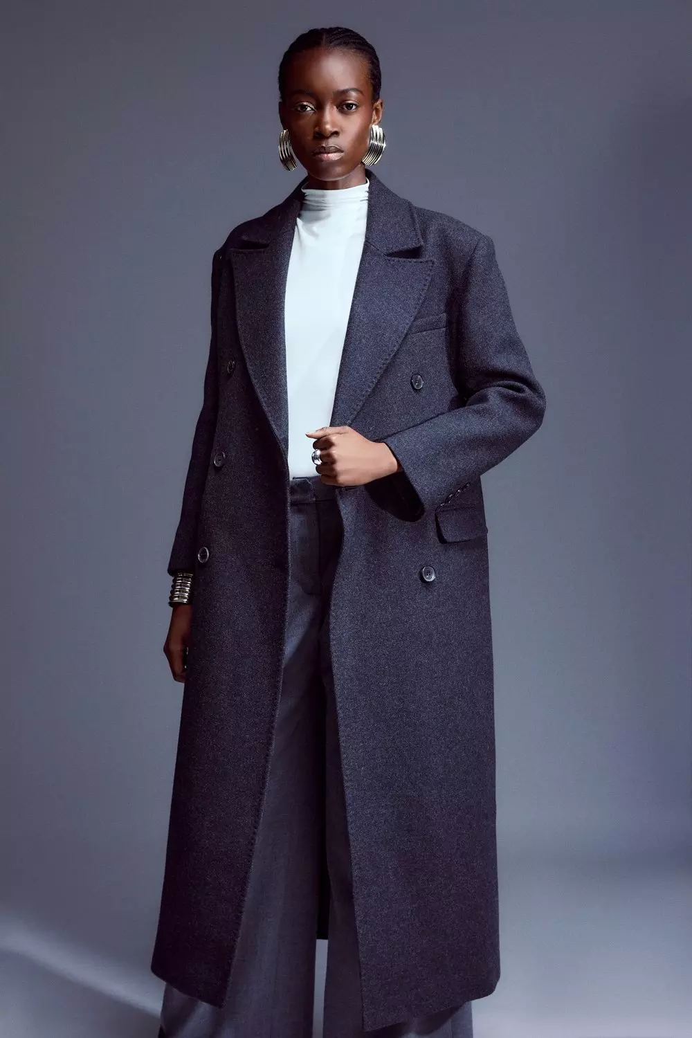 Double breasted wool trench coat on sale