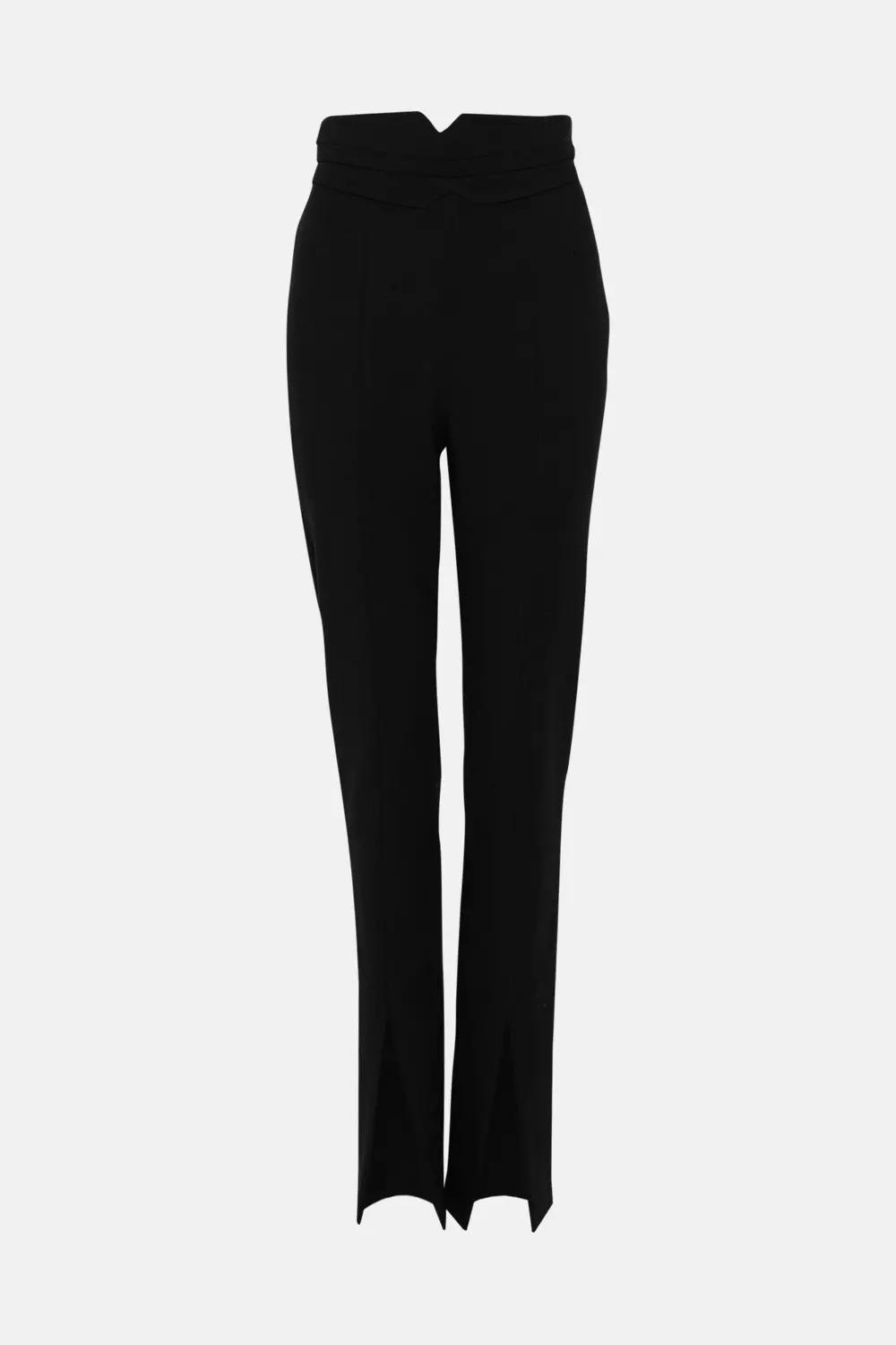 Petite Compact Stretch Tailored High Rise Split Hem Pants | Karen Millen