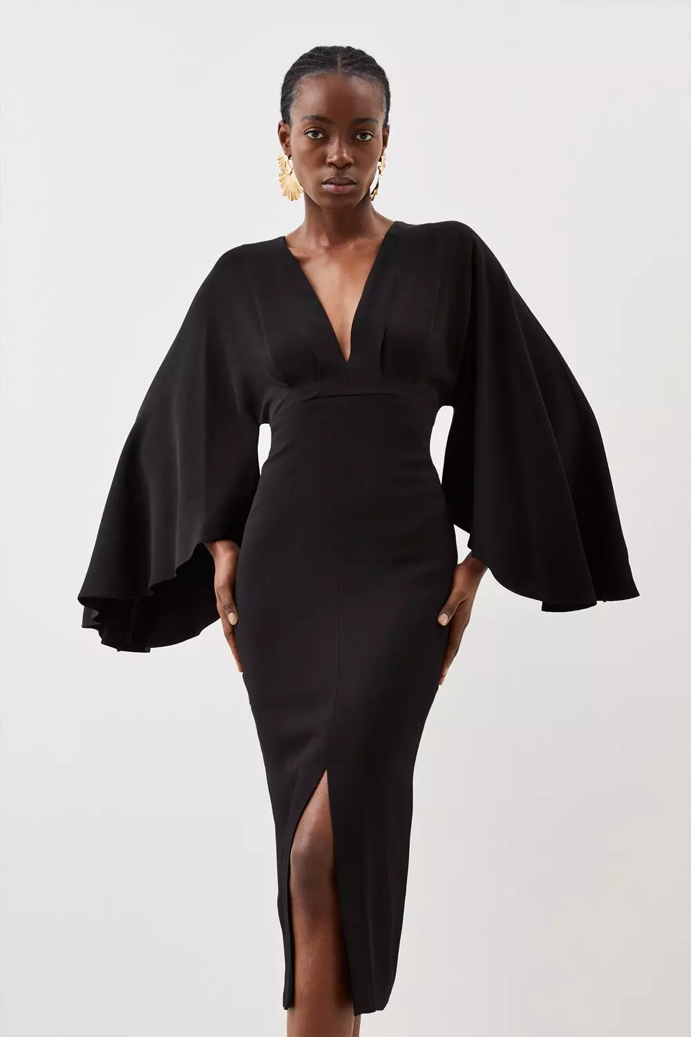 Black kimono midi dress hotsell