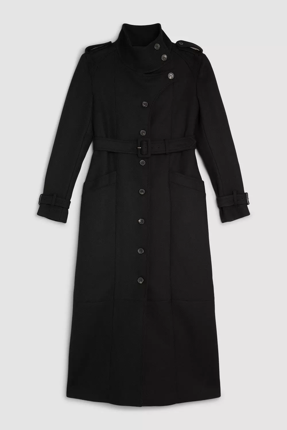 Tailored Wool Blend High Neck Belted Maxi Coat | Karen Millen